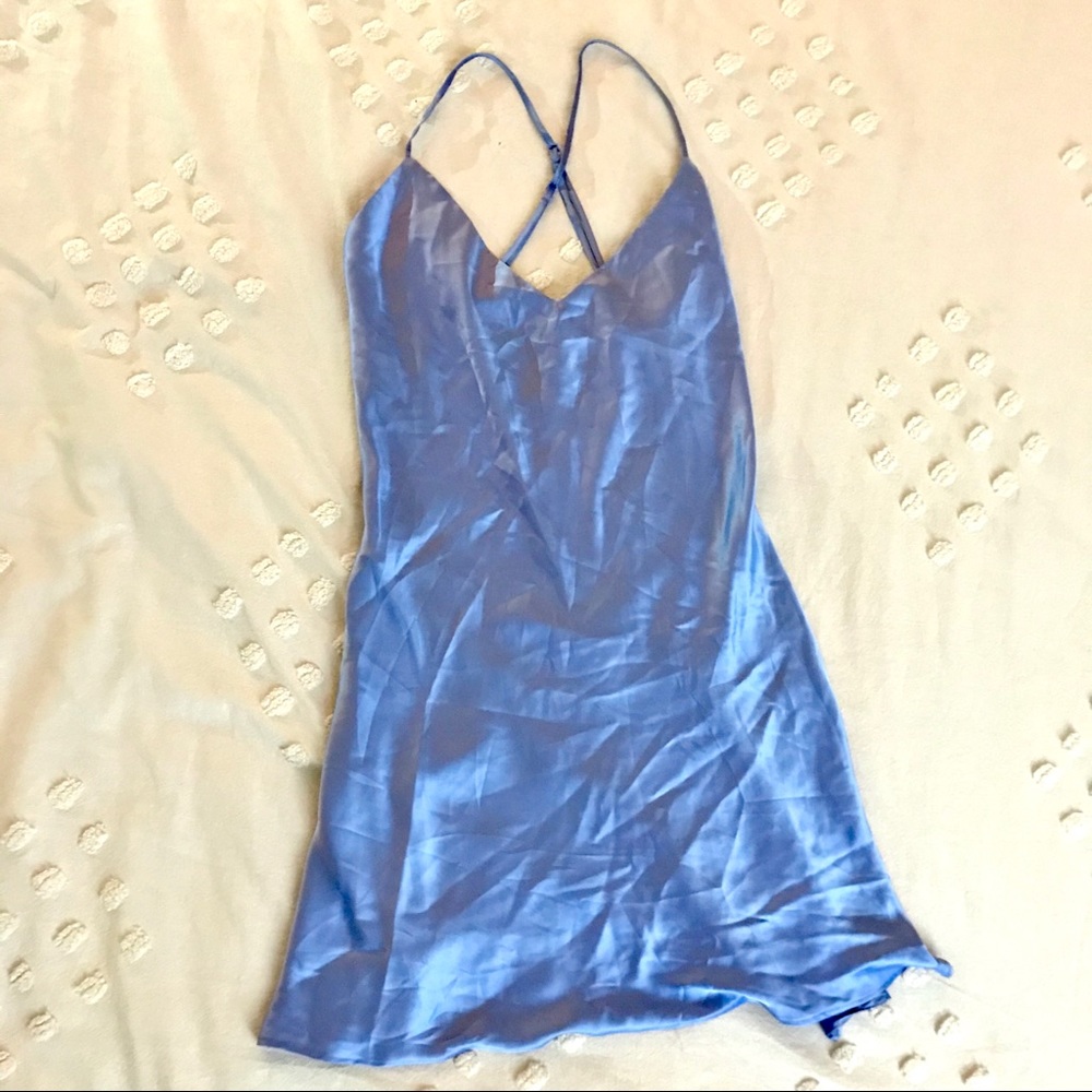 open back slip dress / periwinkle